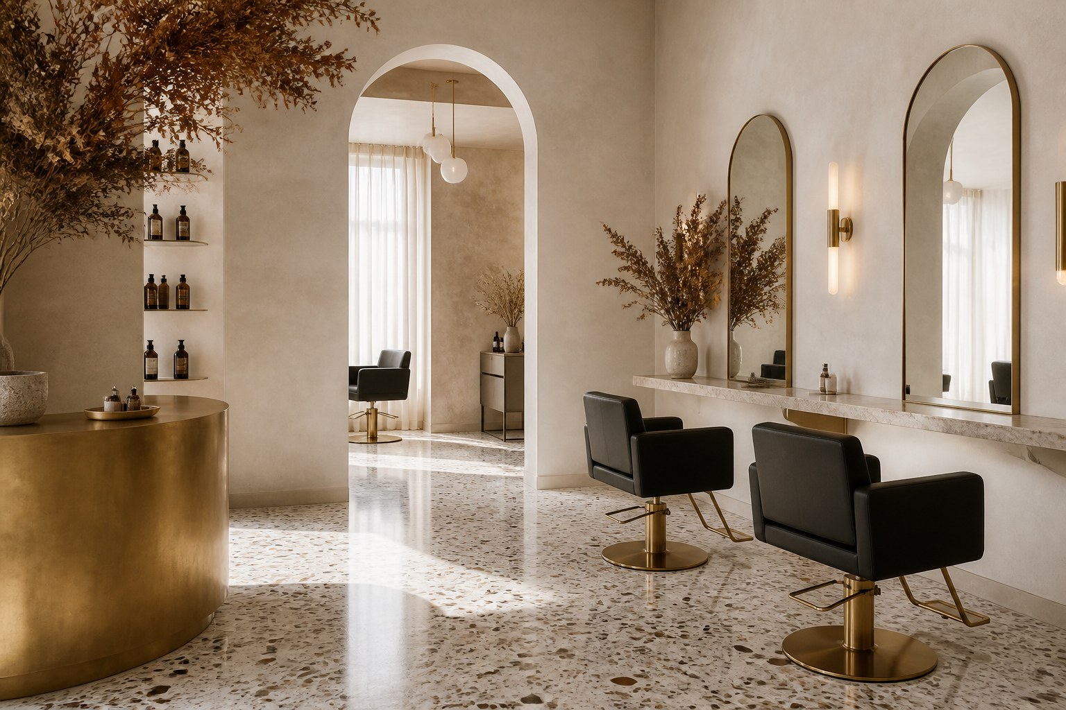 Salon interior photo for Goldleaf Studio sample site